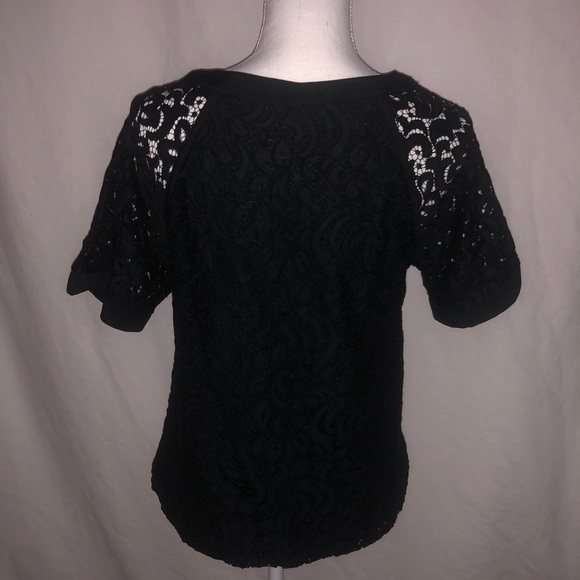 Black Raglan Lace Top Banana Republic Medium - Picture 4 of 8